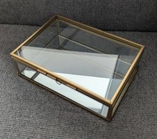 edle Schmuckschatulle Glas Schatulle Geschenk aus Glas & Metall gold 16,5x11,5x5