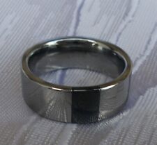WOLFRAM/TUNGSTEN CARBIDE RING POLIERT - EINGELASSENER STEIN SCHWARZ -TITAN HART-