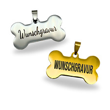 Hundeanhänger Knochenform Namensschild Gravur Wunschname Hundehalsband