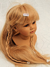 KRE-39  Perücke  KU 42-44  Langhaar m.Pony feines Human Hair Handgeknüpft