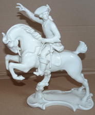 Nymphenburg Figur Reiter Soldat auf Pferd Reiterfigur Porzellan weiß 362 Jagd