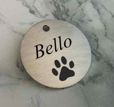 HUNDEMARKE aus EDELSTAHL - Rund 32mm - mit Logo + beidseitiger WUNSCHGRAVUR