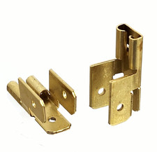 10x 6,3 Kabelschuhe Flachstecker Verteiler unisoliert Blank Block Crimp Messing