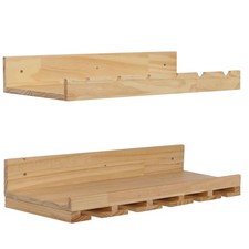 B-Ware 2er-Set Weinregal MCW-P22, für 6 Flaschen/15 Gläser Holz 61x28cm, natur