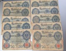 10x 20 Reichsmark-.Geldscheine