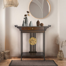 Antik Konsolentisch Holz Beistelltisch Sideboard mit Schublade Flurtisch Braun 