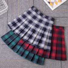 Damen Mädchen Karomuster Plissiert Minirock Schottland Schottischer Tartan Kilt