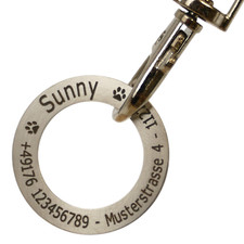 Hundemarke personalisiert Donut 30mm Edelstahl - mit Gravur, Symbolen Tiermarke