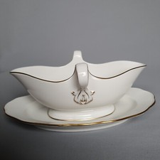 1 Sauciere - Soßengießer weiß 400ml m. 2 Henkel Meißner Porzellanmanufaktur