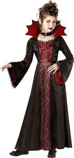 Vampir Kostüm Kinder Mädchen Dunkle Vampirin Halloween Karneval Fasching S - XL
