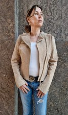 Vintage Love Y2K  WILDLEDERJACKE ECHTLEDERJACKE BEIGE BIKERJACKE Gr. 38