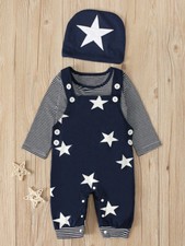 Body Newborn Strampler Anzug Schlafanzug Kind Komplett Blau 3 Stücke Jersey B030