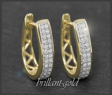 Diamant Creolen mit 0,30ct, 10K (10 Karat) Gelbgold, Weißgold Damen Ohrringe