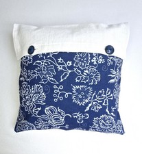 Dekokissen,antikes.handgewebtes Leinen,origin.Blaudruck, m.Inlett,Landhaus,40x40