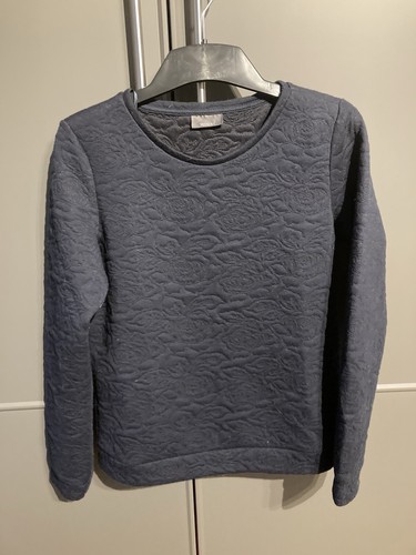Pullover blau rosendruck - pullover,, blau,