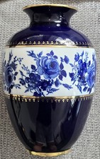 KPM Royal Porzellan Bavaria Germany Handarbeit Kobaltblau Vase Nummeriert 77/4