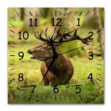 BM Wanduhr 30 cm x 30 cm  leises Uhrwerk Funkuhrwerk Hirsch Natur 9279-1a SZ