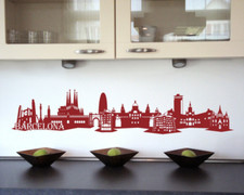 Samunshi Barcelona Skyline Wandtattoo  25 Farben 8 Größen