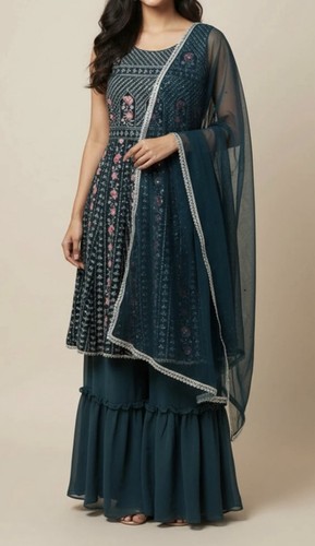 3pcs anarkali sharara suit - sharara,