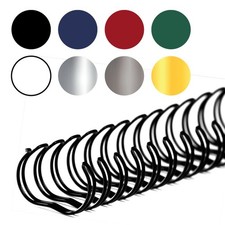 100 Drahtbinderücken 2:1 / 3:1, Drahtbindung 21–34 Ringe, 4,9–35 mm, div. Farben