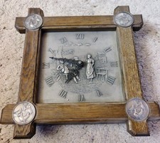 Zinn Wand Uhr mit Tauben Motiv