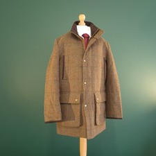 Marks & Spencer Field Coat Jacke Herren Small Braun Kariert MOON Tweed Jagd 