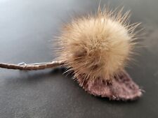 Vintage Brosche Nerz Leder