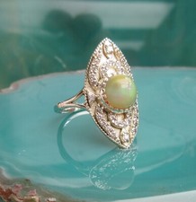 Ω Ring viktorianischer Stil Sterling Silber 925 äthiopischer Opal Gr 19,4
