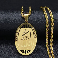 Halskette mit Allah Anhänger Islam Muslim Schmuck Arabische Schrift Silber Gold