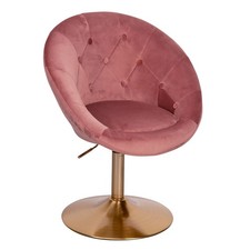 WOHNLING Loungesessel Drehstuhl Clubsessel Samt Rosa Cocktailsessel Barsessel