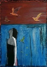 Abstraktes Gemälde Papier A4 Ölpastell Kunst Painting Oil Pastel Art On Paper A4