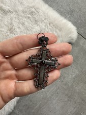 Vintage Kreuz Anhänger Silber 800 mit vermutlich Granat filigrane Handarbeit