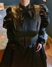 Schwarzes Gouvernante Mistress Kleid Gothic Victorian Renaissance Plussize B 135