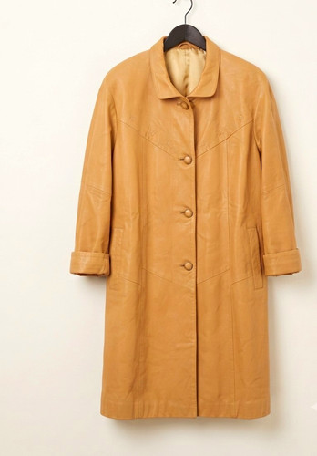 Damen ledermantel beige - ledermantel, xl