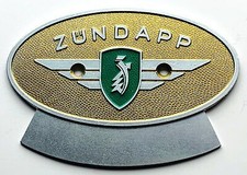 Emblem Zündapp Plakette Markenzeichen Gold Grün Tankemblem NOS Motorrad Sammler