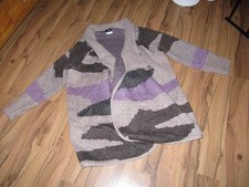 dicke Strickjacke für die Übergangszeit Navi Muster Brauntöne,rosa Gr.46 v.Amy