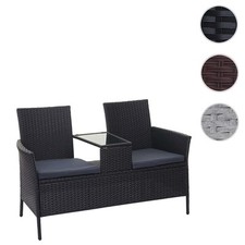 Poly-Rattan Sitzbank mit Tisch