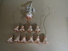 Antike Christbaumspitze Glas Leonischer Draht 2 Glöckchen +10 Glöckchen Lauscha