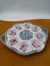 Eierteller Vorlegeplatte Ostern "Amfora Bohemia" Tschechien, Rosendekor, Gold