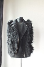 Diesel Damen Fell Plüsch Weste schwarz XS wie neu