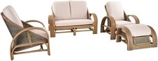 Set/4 Rattan Lounge Set Déco Sitzgruppe Garnitur (Vintage Braun, für 4 Personen)