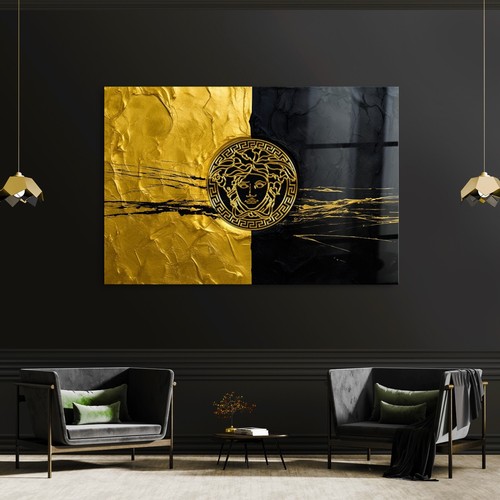 Wandbild art gold und schwarz - wandbild,