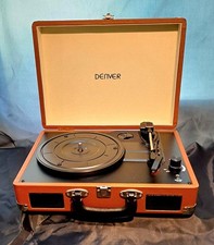 Denver VPL-120 USB-Plattenspieler Turntable Koffer Braun Lautsprecher Retro USB