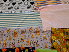 17 schöne Stoffreste 12x Baumwolljersey +5 Bündchen Stoffpaket Nähen/Patchen neu