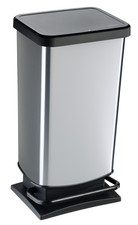 Rotho PASO Treteimer 40L – Edelstahloptik, Trittfunktion, geruchsdicht, robust