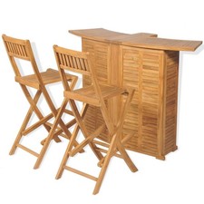 Teak Gartenbar Set 3-tlg