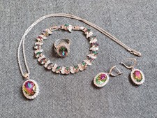 elegantes auffälliges 925er Silber-Schmuck-Set - Art Deco, Vintage, Retro, edel