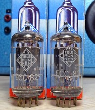 Konvolut 2x Röhre Telefunken ECC82 smooth plates diamond ungebraucht / NOS