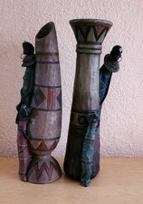 2 Figuren Afrika 2 Frauen mit 2  Kindern + große Gefäße