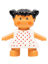 Lego Duplo Marie `s  Baby Puppe Figur Mädchen Kleid weiß  Doll Haare schwarz